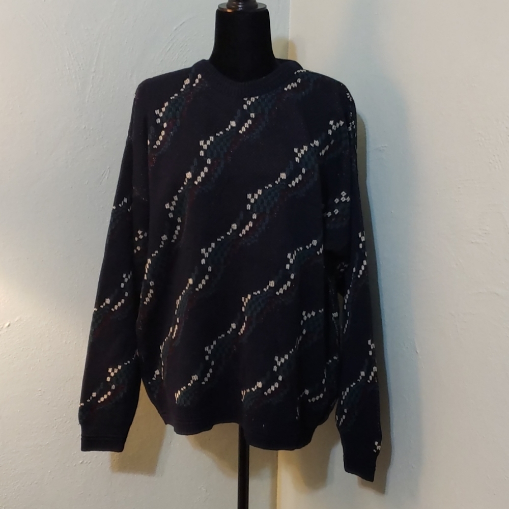Jantzen sweater vintage crew mens size L navy